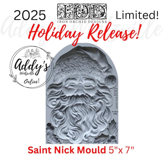 Saint Nick IOD Mould! 5x7 2025 Christmas Limited!  Iron Orchid Designs! Use for Resin, Clay, Crafting, Baking, Chocolate, Crafts, food safe