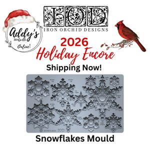 Snowflakes Mould! Shipping now!  Not a preorder! 6"x 10" 2026 Holiday Encore! IOD Iron Orchid Designs!