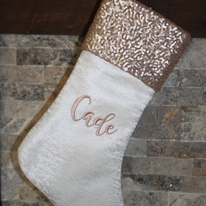 Rose Gold White Christmas Stocking