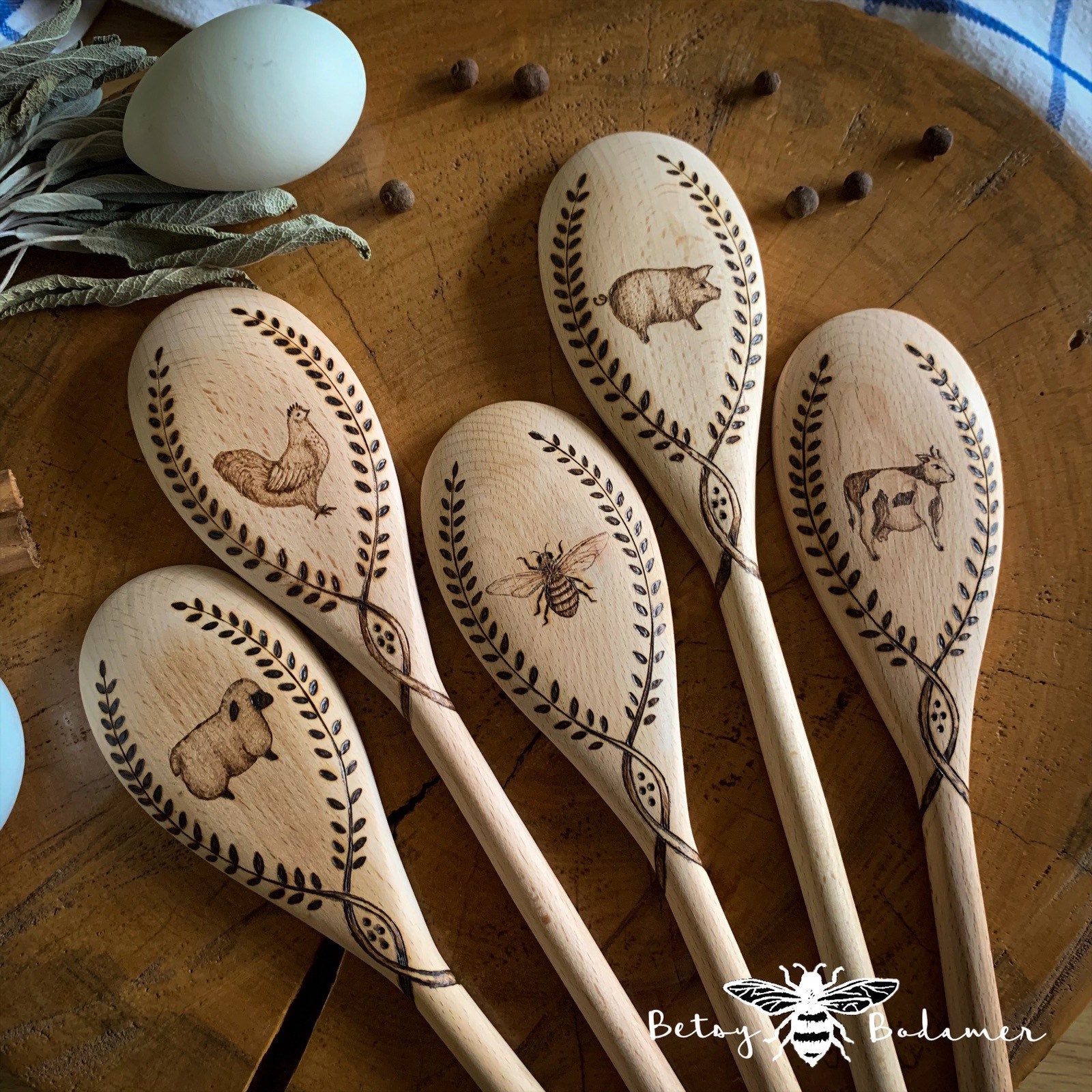 wood burning on spoons