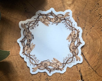 Four Hares Circle - clear background vinyl sticker
