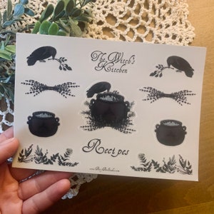 The Witch’s Kitchen - 5x7 vinyl sticker sheet - 11 stickers perfect for recipe journal.