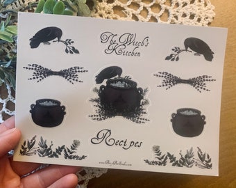 The Witch’s Kitchen - 5x7 vinyl sticker sheet - 11 stickers perfect for recipe journal.