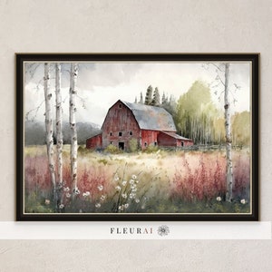 Barn Print 31723 | Decor for Modern Farmhouse, Vintage Barn Art Print, Barn Watercolor Wall Art, Antique Barn Print