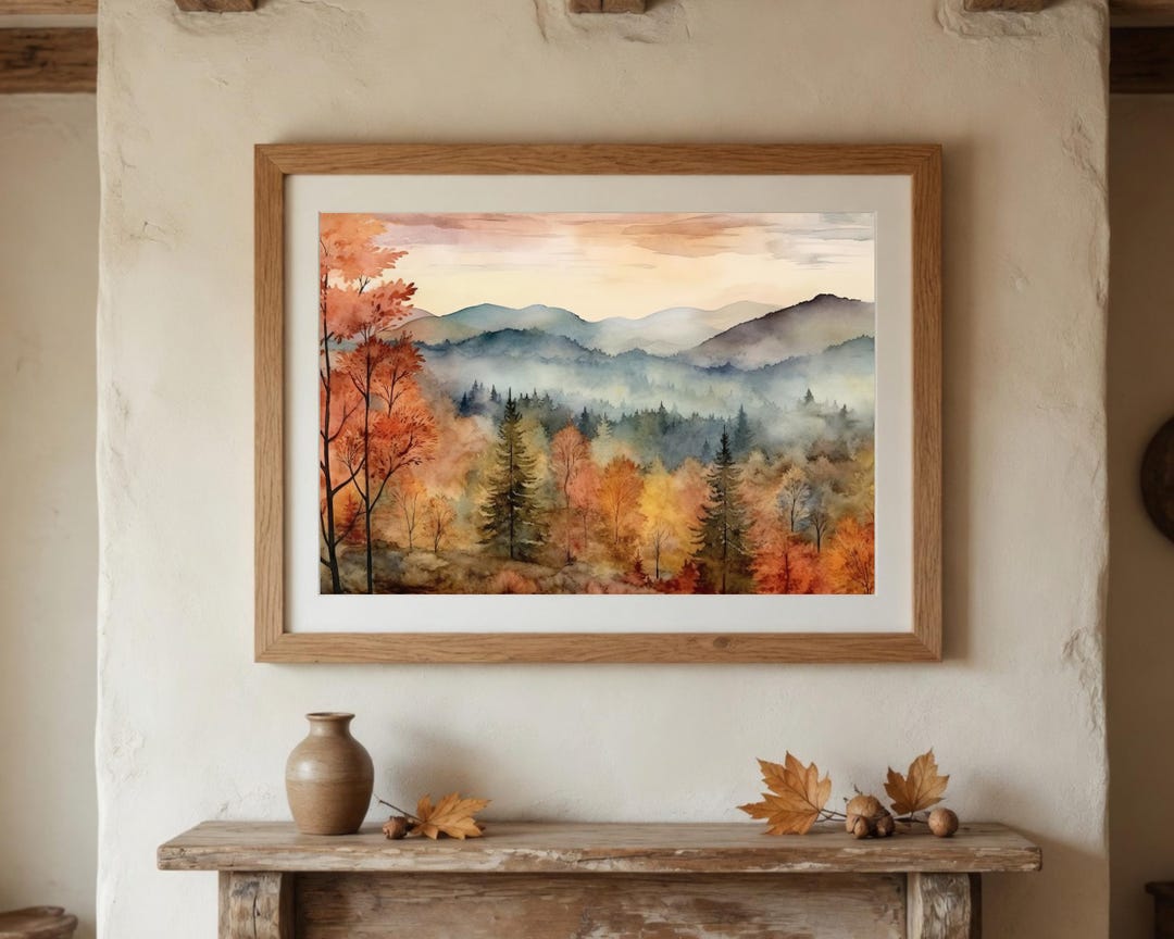 Fall Watercolor Farm Country Landscape - Etsy