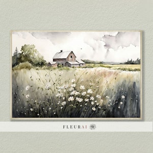 Barn Print 2310 | Decor for Modern Farmhouse, Vintage Barn Art Print, Neutral Watercolor Wall Art, Antique Barn Print