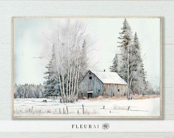 Print or Canvas | Barn Print Series 234 | Original Vintage Barn Watercolor, Modern Farmhouse Art Prints and Canvas Print