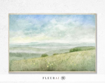 Farmhouse Landscape Print 2316 | Farmhouse Decor, Landscape Art, Watercolor Country Landscape, Vintage Artwork, Farmhouse Wall Art