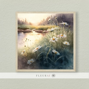Daisy Sunrise Print 238 | Flower Wall Art, Modern Farmhouse Art Prints - Museum Quality Print