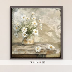 Vintage Daisy Watercolor 240121 | Farmhouse Decor Watercolor Fine Art Print