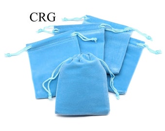 Sky Blue Plush Velvet Pouch (1 Piece) Size 3 by 4 Inches Small Deluxe Gift Bag