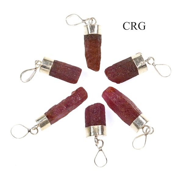 Natural Ruby Sterling Silver Pendant - 1" - Qty 1*