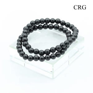 Shungite Round Bead Stretch Bracelet (6 mm) (1 Piece)
