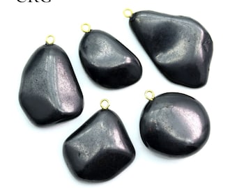 Shungite Tumbled Pendant (4 Pieces) Size 20 mm Crystal Jewelry Charm