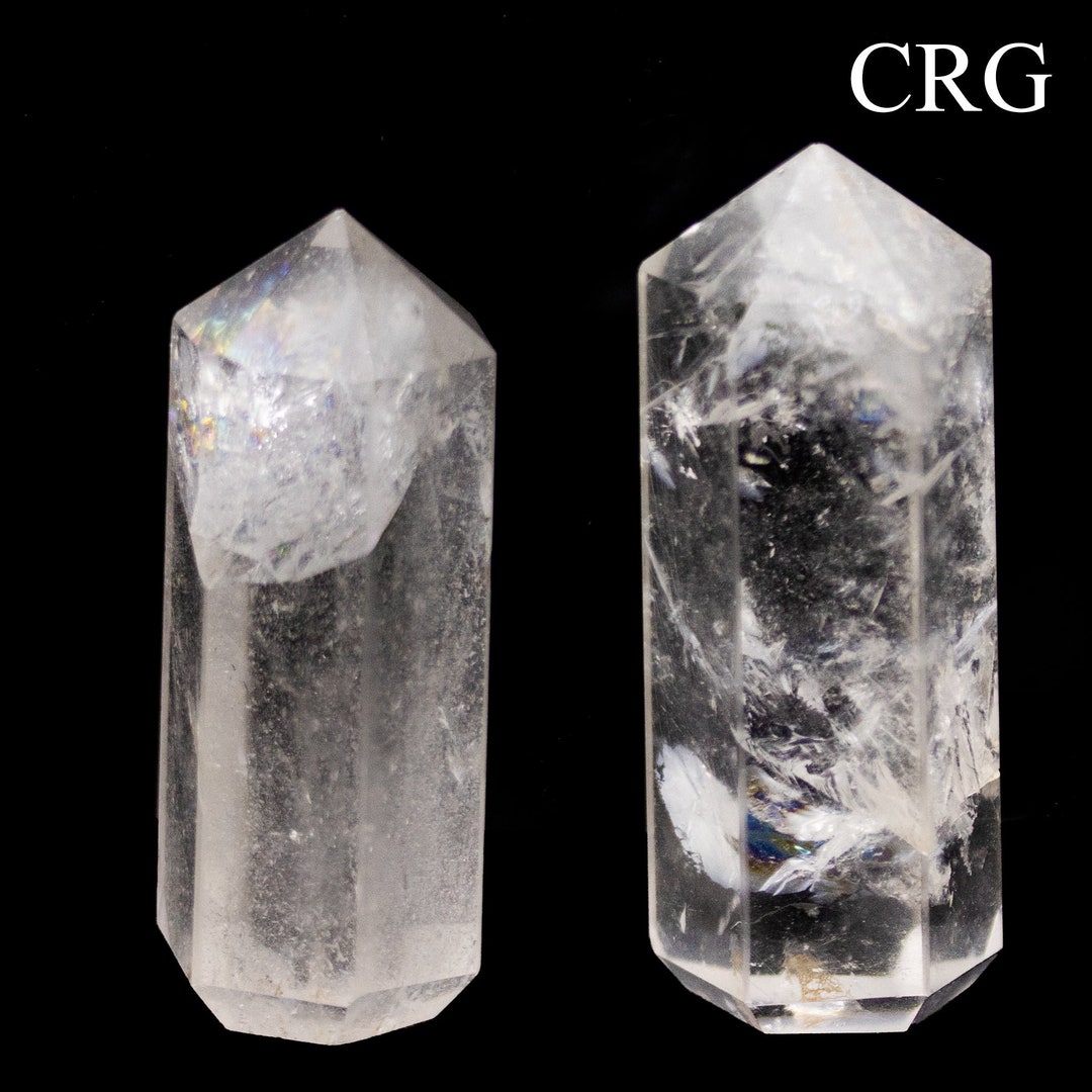 Mini Q Quartz Quartz 6-sided Mini Towers (50 Mm) (set of 2) Mini Faceted Polished ...