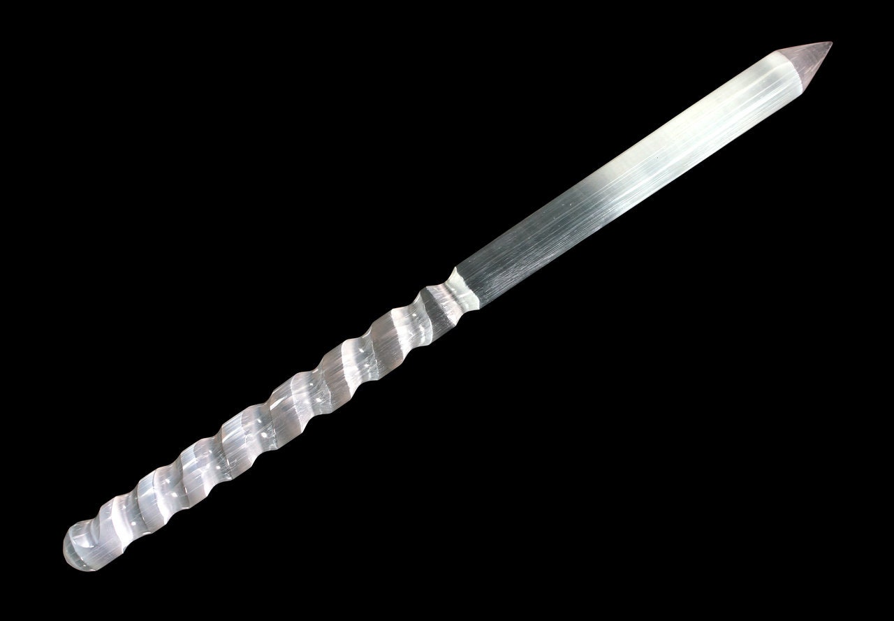 Set of 2 SELENITE Spiral Wand baton dagger Bulk Wholesale