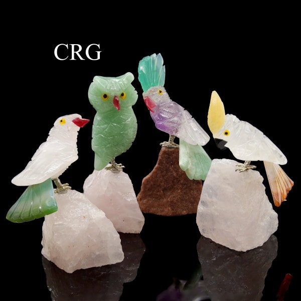 Crystal Bird on Removeable Rough Rock Base (1 Piece) Size 3 to 4 Inches Animal Gemstone