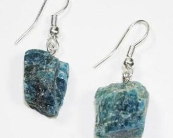 Rough Apatite Earrings w/ Silver Plated Earwire (ER65BT)