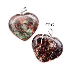 Garnet Heart Pendant with Silver Plated Bail (1 Inch) (1 Piece)