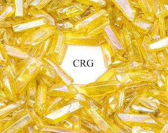 Yellow Aura Quartz Points (1 Pound) Size 1 to 2 Inches Bulk Wholesale Lot Crystal Gemstones