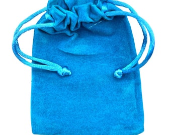 Custodia in velluto peluche turchese (1 pezzo) misura 3 x 4 pollici piccola borsa regalo deluxe