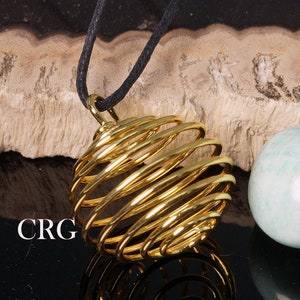 Spiral Cage Gold-Plated Pendant (1 in) Necklace and Bracelet Charm (5 pcs)