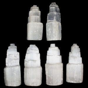 Selenite Small Skyscraper Tower (1 Piece) Size 4 Inches Hand Carved Polished Gemstone Decor