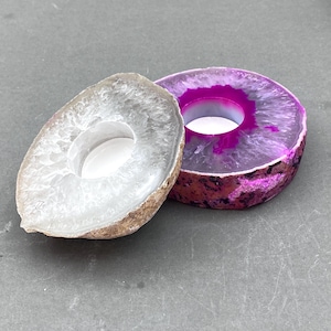 Agate Geode Polished Face Slab Tea Light Candle Holder Gemstone Home Decor Wholesale Crystal Supply