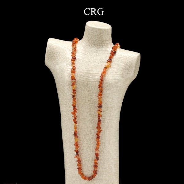 Carnelian Agate Strand Chip Necklace (1 Piece) Size 32 Inches Crystal Jewelry