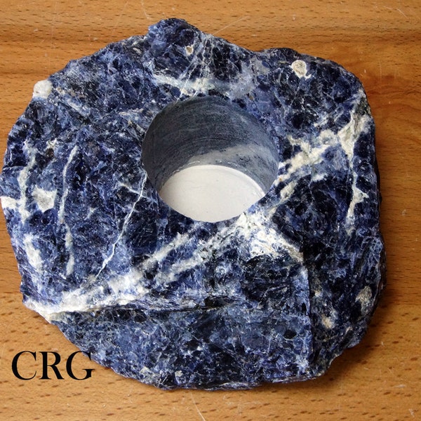 QTY 1 - Rough Sodalite Tea Light Candle Holder