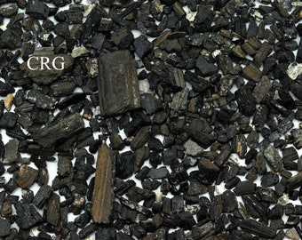 1 KILO LOT - Unpolished Black Tourmaline Chips Mixed Sizes