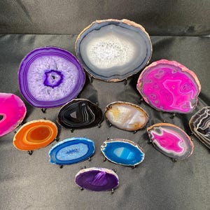Agate Geode Slice Bundle 12 Pieces – Mixed Dyed Agate Slices for Crafts and Décor