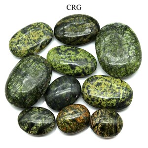 1 KILO LOT   Green Asterite Serpentine Palm Stones / Mixed image 1