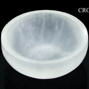 Selenit Runde Schüssel (1 Stück) Größe 8 cm Kristall Edelstein Wohnkultur