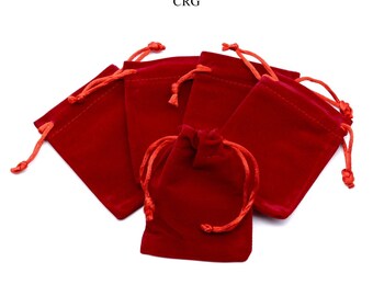 Red Plush Velvet Pouch (1 Piece) Size 3 by 4 Inches Small Deluxe Gift Bag