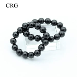 Shungite Round Bead Stretch Bracelet (15 mm) (1 Piece)