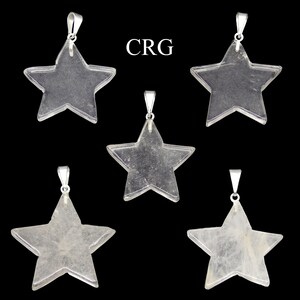 Quartz Star Pendants – Set of 5, 30 Millimeter Gemstone Stars for Jewelry Making
