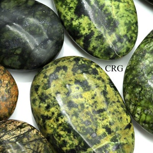 1 KILO LOT   Green Asterite Serpentine Palm Stones / Mixed image 2
