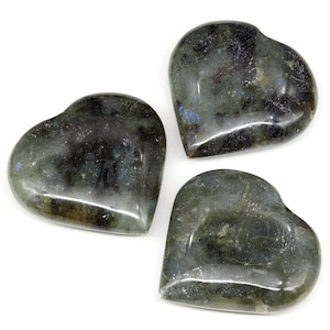 Labradorite Puffy Heart (1 Piece) Size 2 to 4 Inches Crystal Gemstone Carving