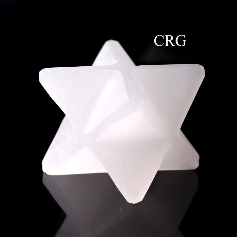 Cristal Merkaba de selenita, estrella Merkaba de 2 a 3 pulgadas, tallado en cristal de selenita pulido. imagen 2