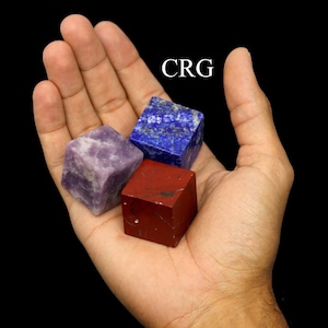 Assorted Gemstone Cubes (49 Pieces) Size 30 to 35 mm Bulk Wholesale Lot Mixed Crystal Minerals