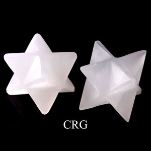 Cristal Merkaba de selenita, estrella Merkaba de 2 a 3 pulgadas, tallado en cristal de selenita pulido. imagen 1