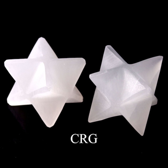 Selenite Merkaba Crystal, 2–3 Inch Merkaba Star, Polished Selenite Crystal Carving