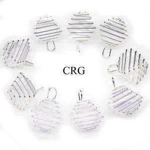 Silver Plated Square Spiral Cage Pendant (1.5 Inches) (5 Pieces)