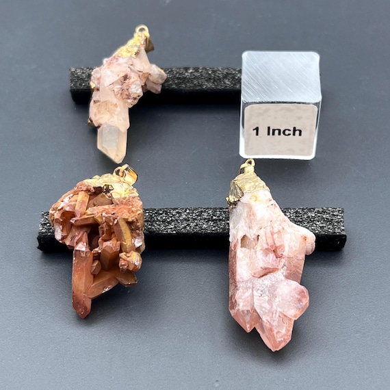 Buy Tangerine Quartz Cluster Gold Pendant Gemstone Jewelry