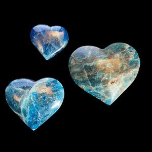 Blue Apatite Crystal Puffy Hearts Carving Gemstone Decor