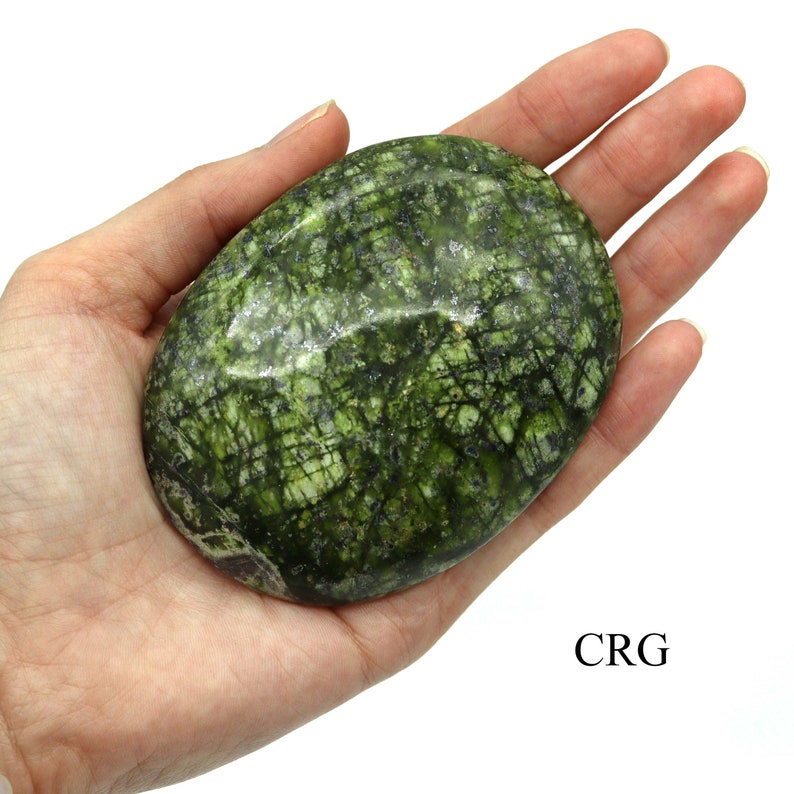 1 KILO LOT   Green Asterite Serpentine Palm Stones / Mixed image 3