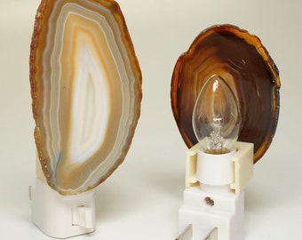 QTY 1  -  Brazilian Agate Nightlight w  Bulb & Switch    Wholesale Crystals   Assorted Colors