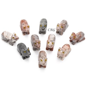 Soapstone Dogs (10 Pieces) Size 1.5 Inches Carved Standing Gemstone Crystal Animals