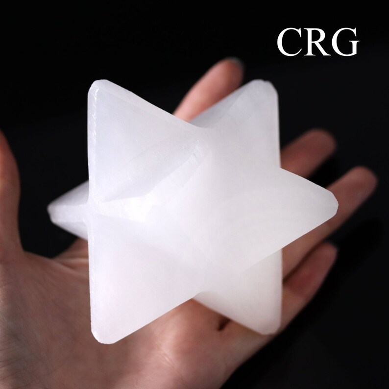 Cristal Merkaba de selenita, estrella Merkaba de 2 a 3 pulgadas, tallado en cristal de selenita pulido. imagen 3